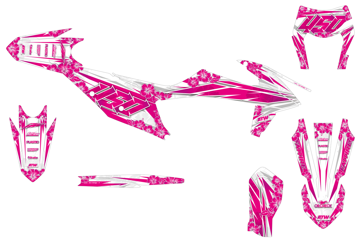 Kit déco Supermotard Tout Modèles - Flowers Rose