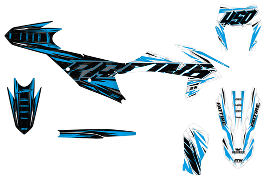 Kit déco Supermotard Tout Modèles - Half Cyan