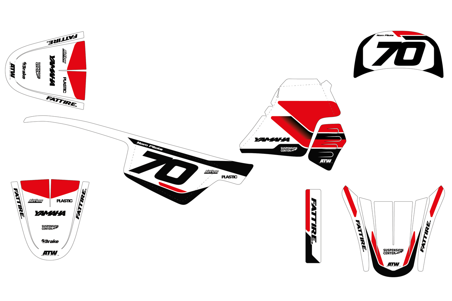 Kit déco Yamaha PW 50/PW 80 - YMPW010 Rouge