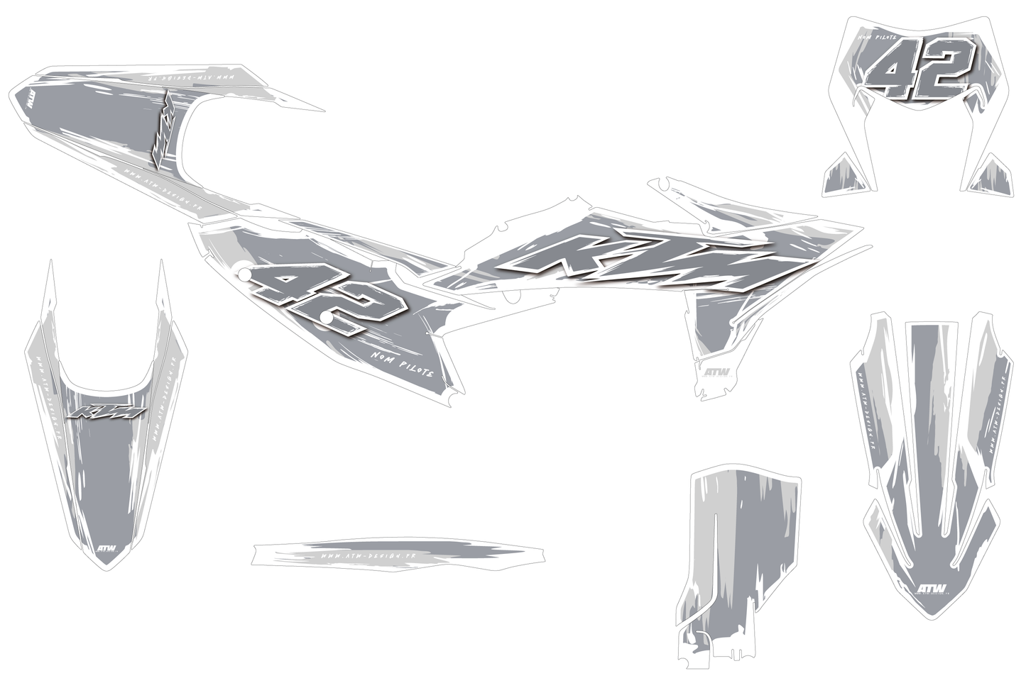 Kit déco KTM SX/SXF/EXC/EXCF - KKTSE006 Blanc