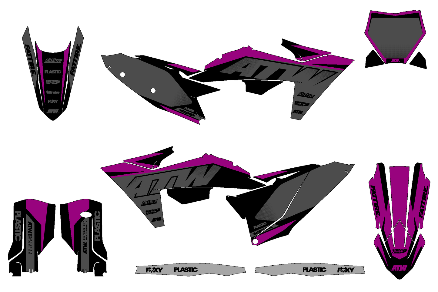 Kit déco Motocross "BIG" Pour KTM SX-SXF Violet