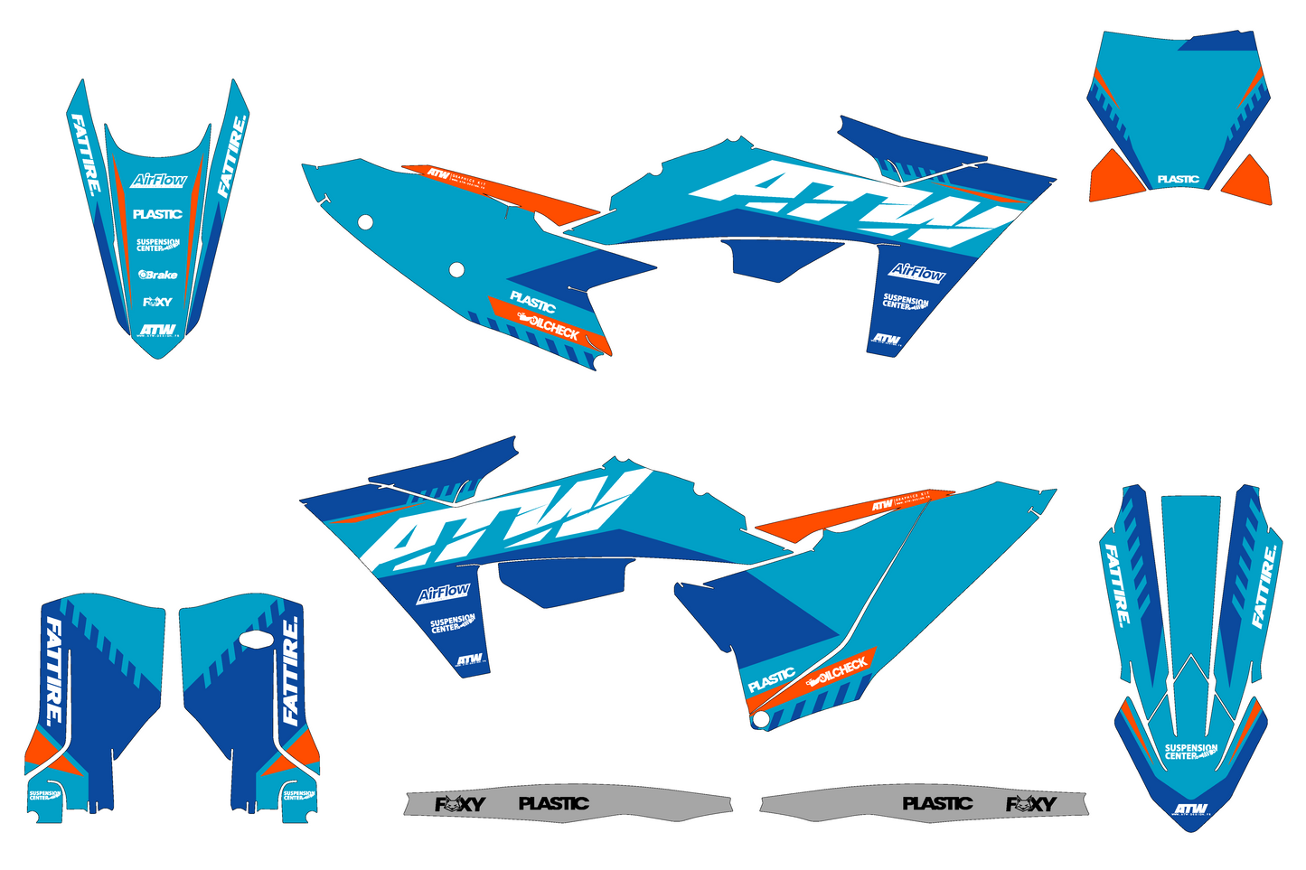 Kit déco Motocross "FILL" Pour KTM EXC-EXCF Cyan