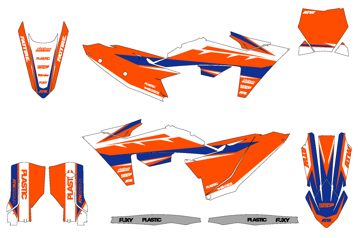 Kit déco Motocross "RIFT" Pour KTM SX-SXF Orange