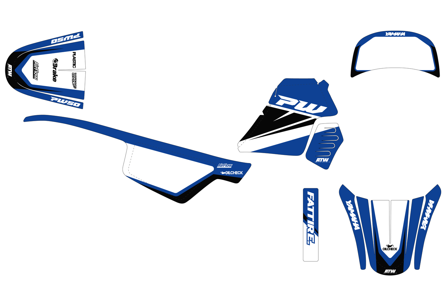 Kit déco motocross “Race” Yamaha PW 50 Bleu - ATW DESIGN