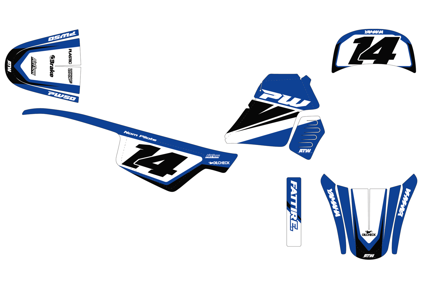 Kit déco motocross “Race” Yamaha PW 50 Bleu - ATW DESIGN