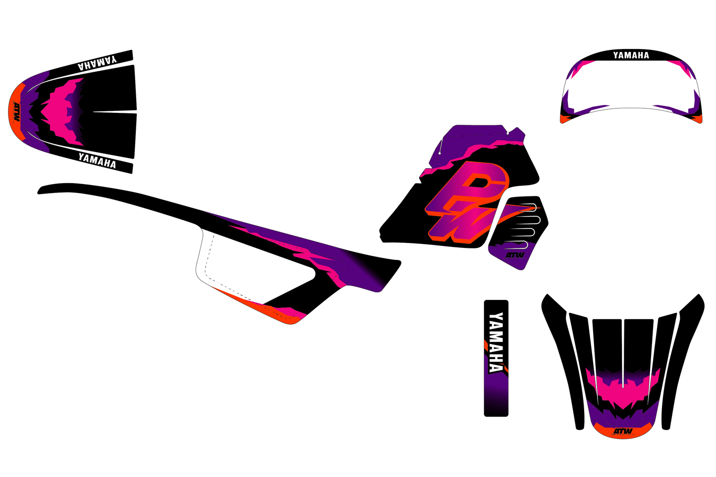 Kit déco motocross “Year” Yamaha PW 50 Noir - ATW DESIGN