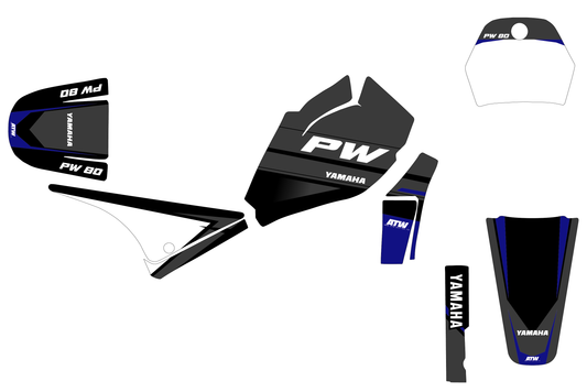 Kit déco motocross “Grade” Yamaha PW 80 Bleu - ATW DESIGN