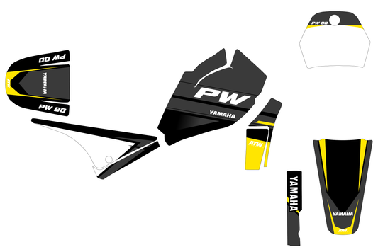 Kit déco motocross “Grade” Yamaha PW 80 Jaune - ATW DESIGN