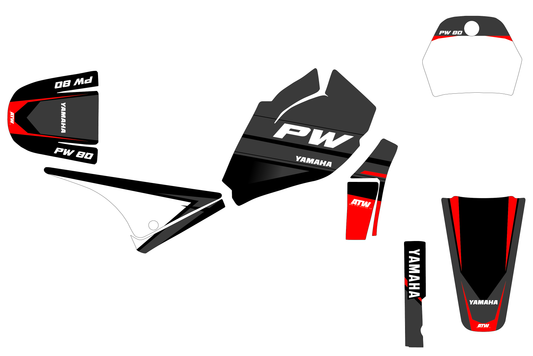 Kit déco motocross “Grade” Yamaha PW 80 Rouge - ATW DESIGN