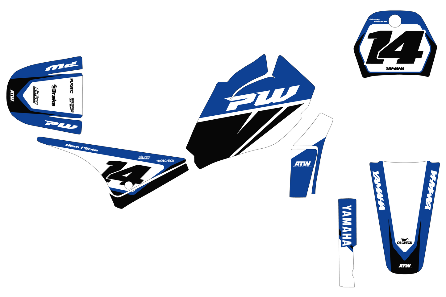 Kit déco motocross “Race” Yamaha PW 80 Bleu - ATW DESIGN