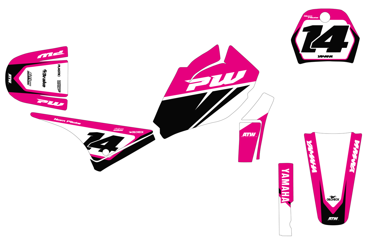 Kit déco motocross “Race” Yamaha PW 80 Rose - ATW DESIGN