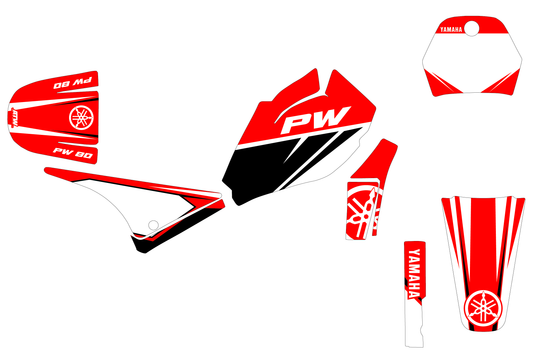 Kit déco motocross “Race” Yamaha PW 80 Rouge - ATW DESIGN