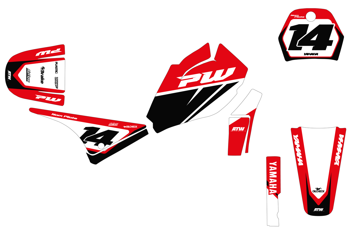 Kit déco motocross “Race” Yamaha PW 80 Rouge - ATW DESIGN