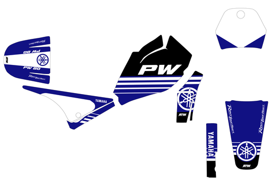 Kit déco motocross “Stripe” Yamaha PW 80 Bleu - ATW DESIGN