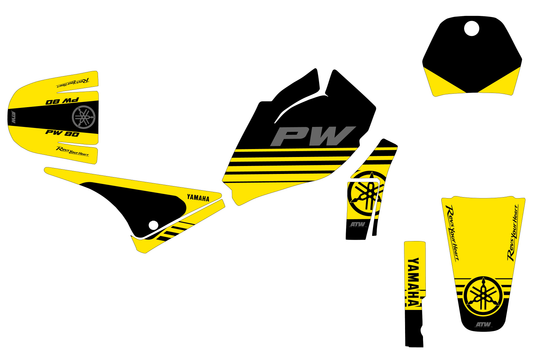 Kit déco motocross “Stripe” Yamaha PW 80 Jaune - ATW DESIGN