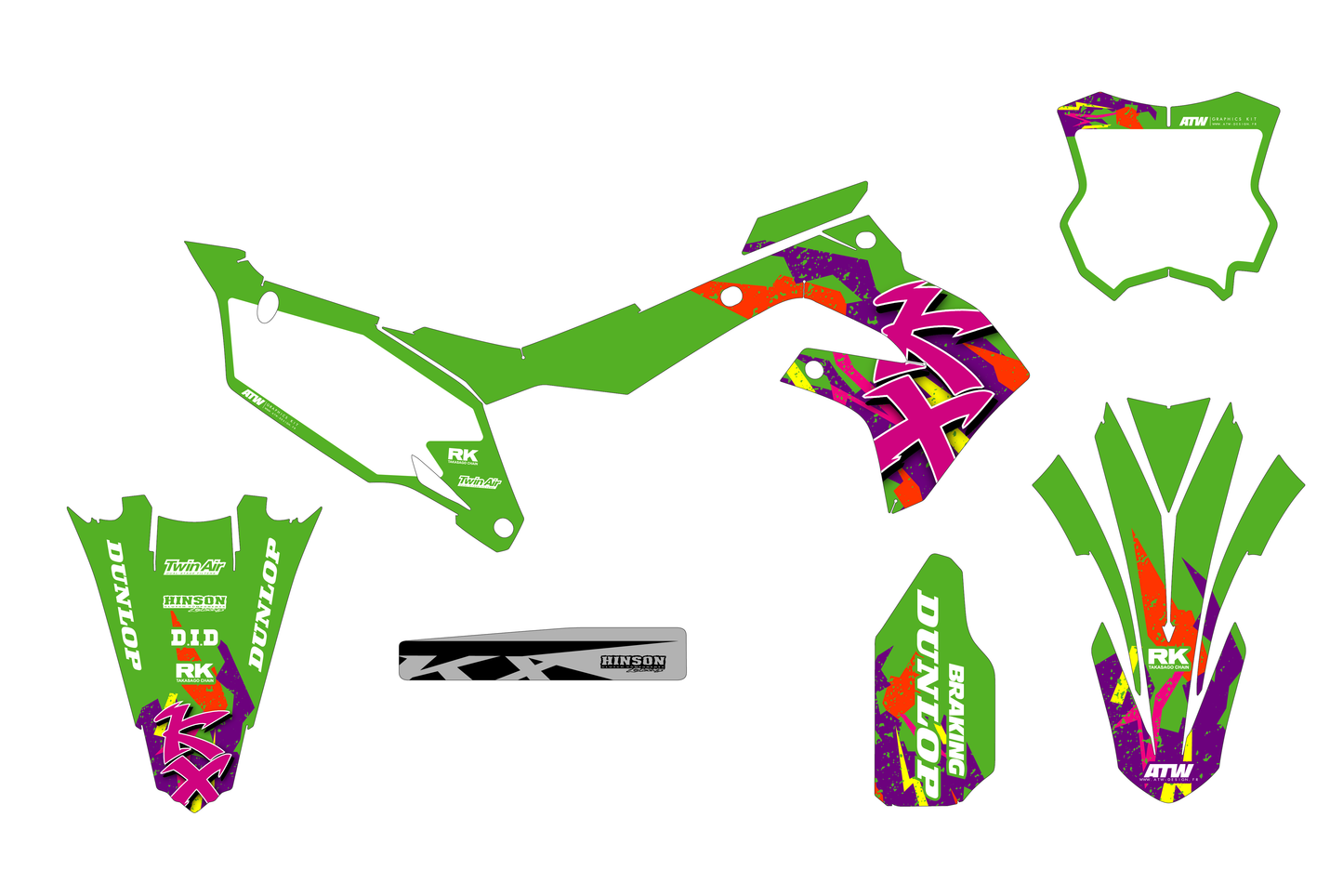 Kit déco motocross “Retro” Kawasaki Vert