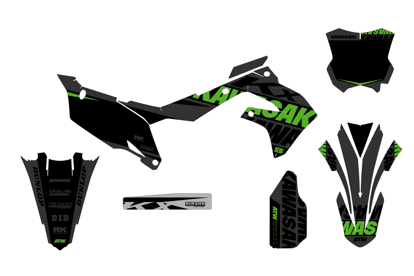 Kit déco motocross “Title” Kawasaki Noir