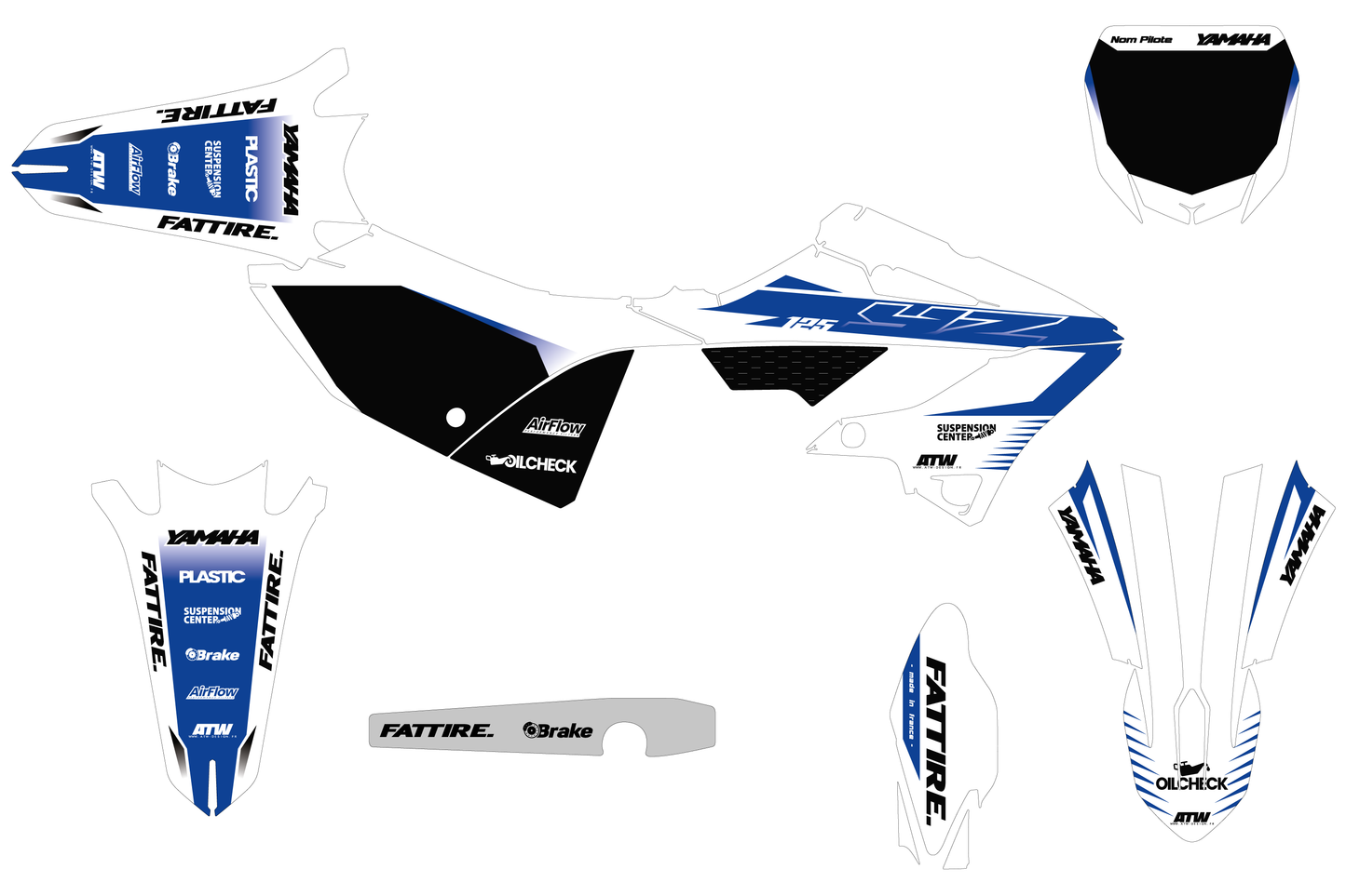 Motocross graphic kit YAMAHA 125-250 YZ - Factory-K23 White