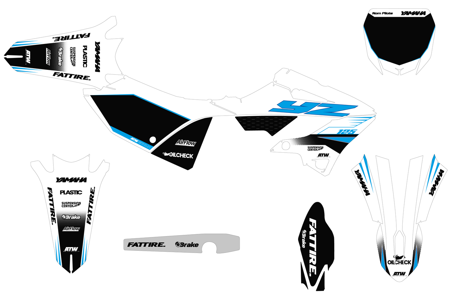 Kit déco motocross YAMAHA 125-250 YZ - Factory-K25 Blanc