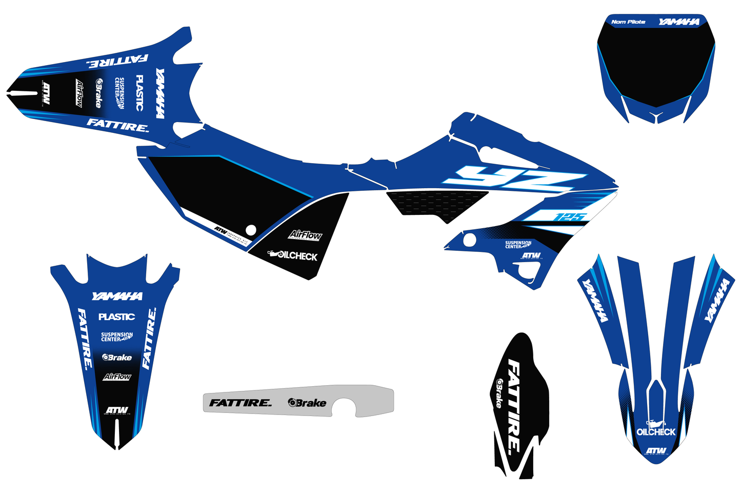 Kit déco motocross YAMAHA 125-250 YZ - Factory-K25 Bleu