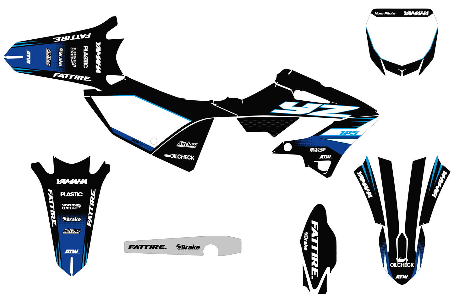 Kit déco motocross YAMAHA 125-250 YZ - Factory-K25 Noir