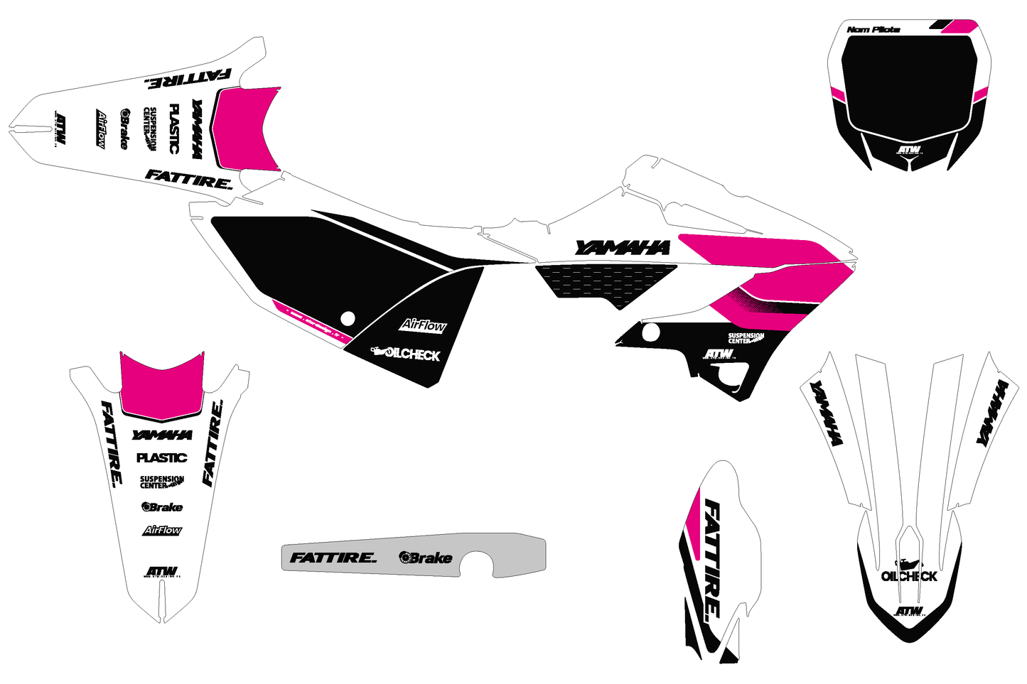Motocross graphic kit YAMAHA 125-250 YZ - Year-70 Pink