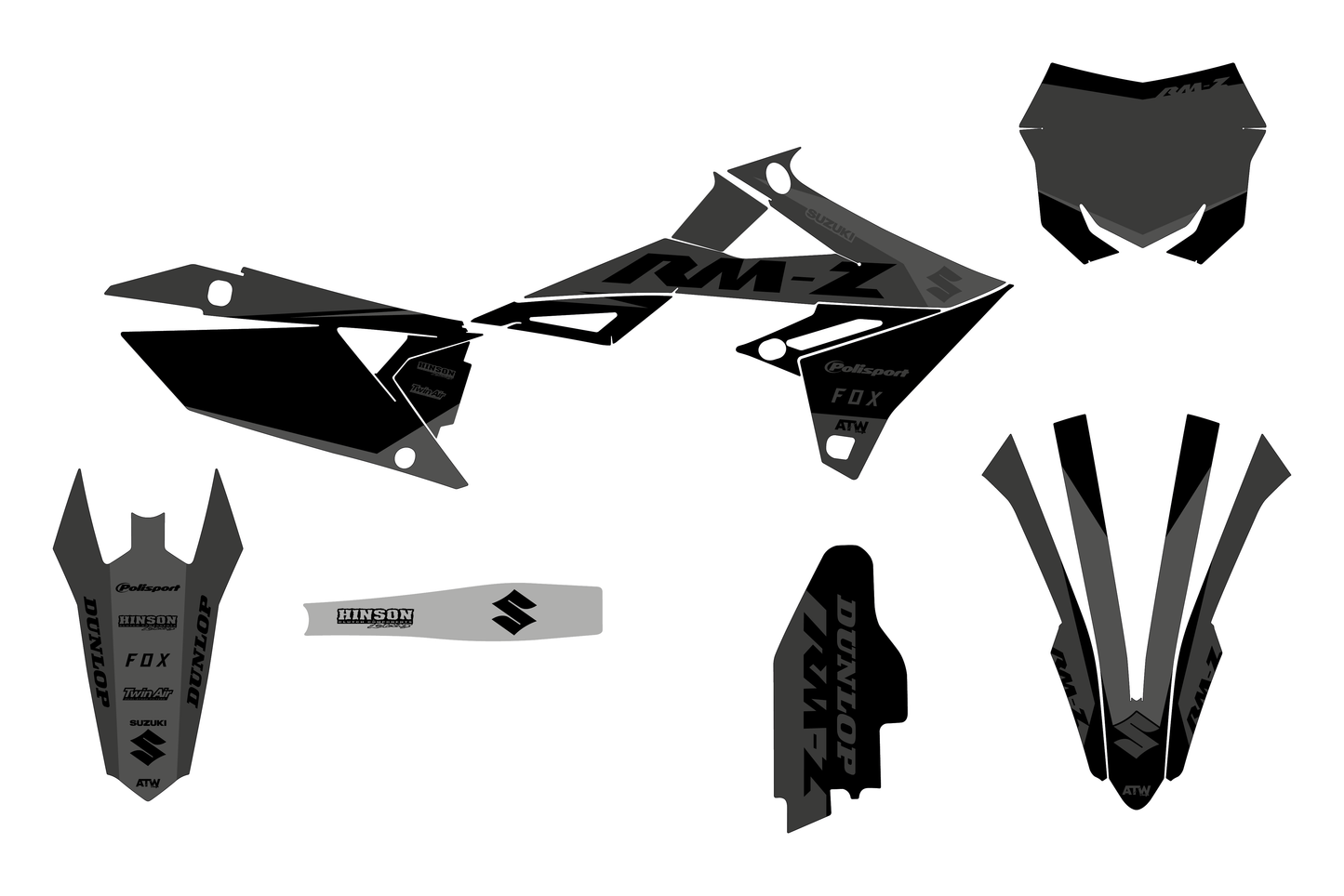 Kit déco motocross “Stock” Suzuki 450 RM-Z Noir