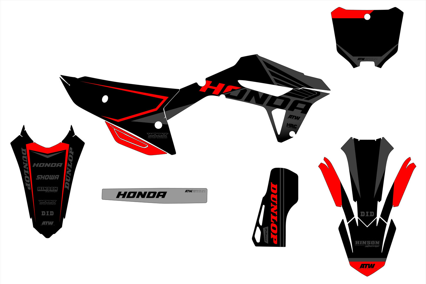 Kit déco motocross “Wings” Honda CR - CRF Noir