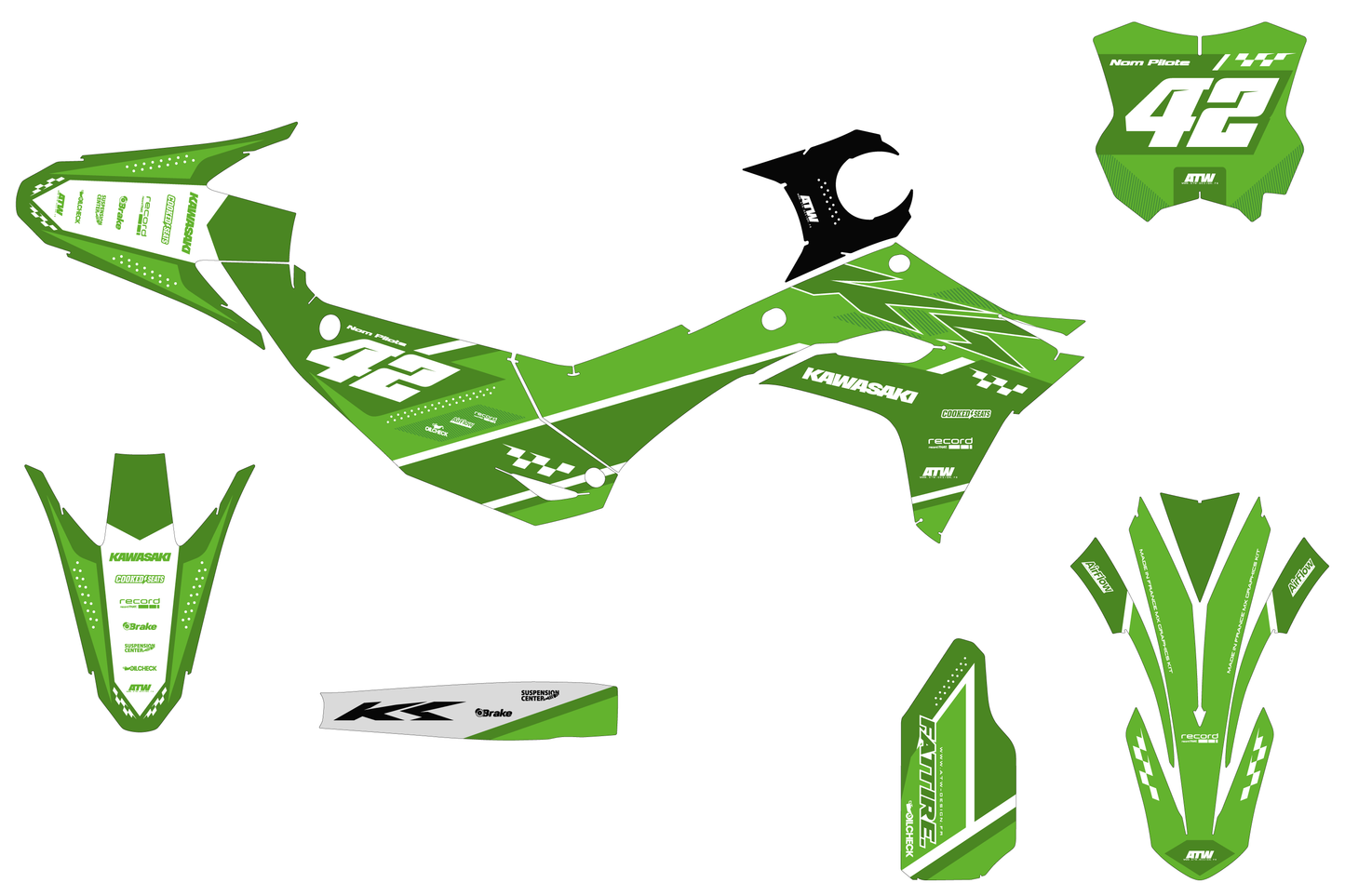 Kit déco Kawasaki KX-F -KWMX001 Vert