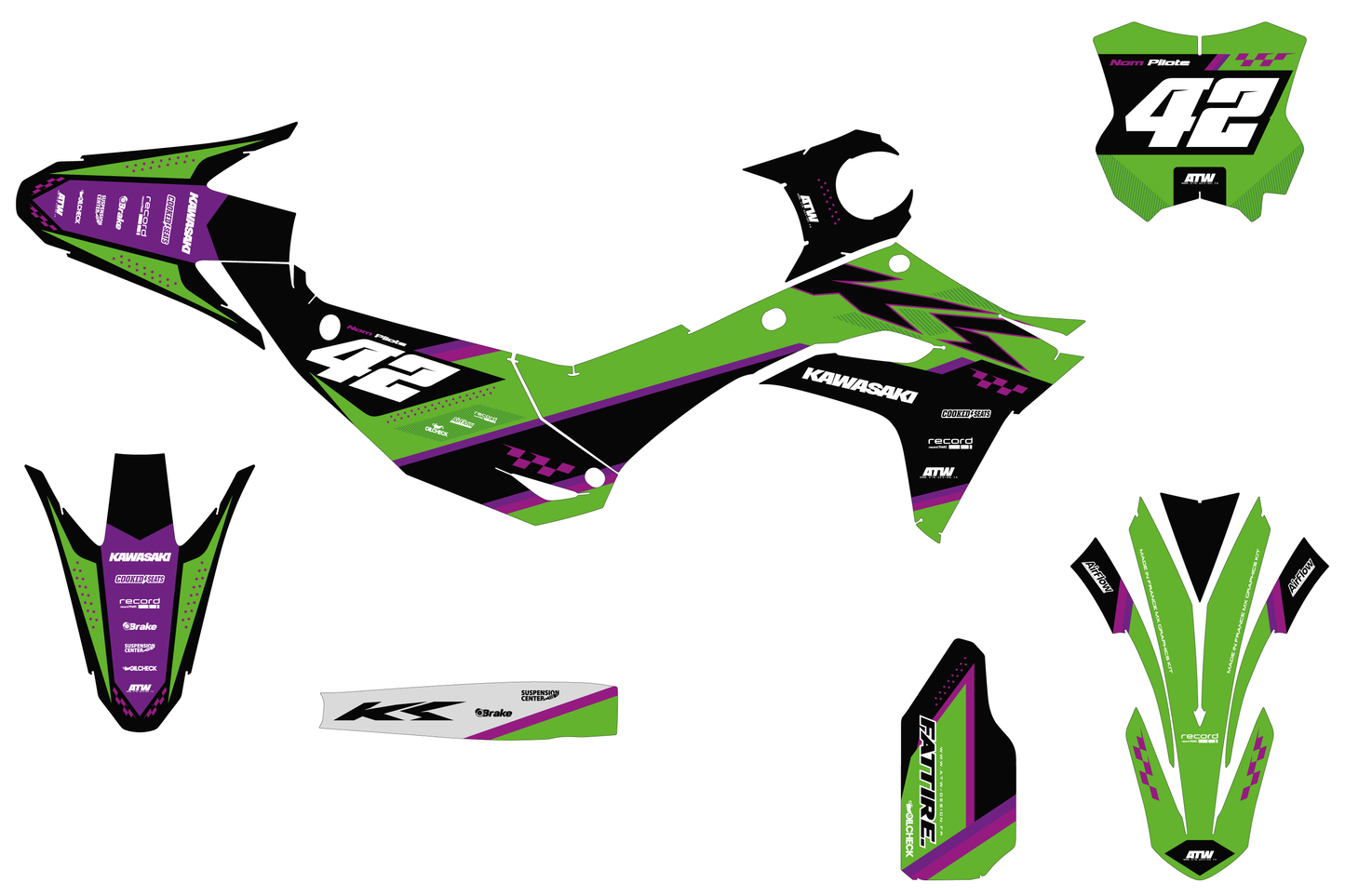 Kit déco Kawasaki KX-F -KWMX001 Violet