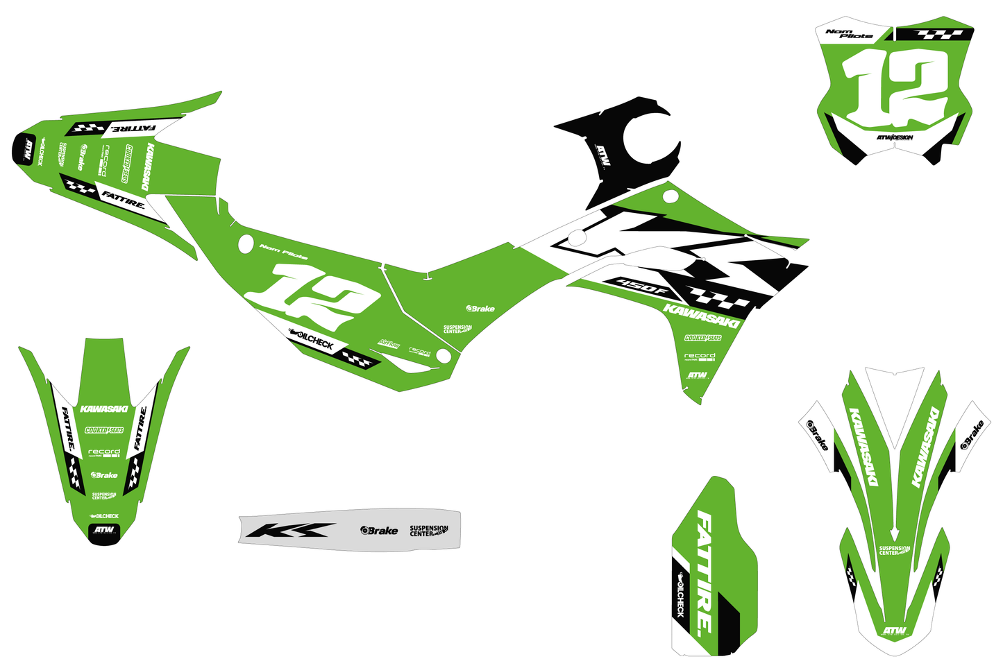 Kit déco Kawasaki KX-F - KWMX003 Vert