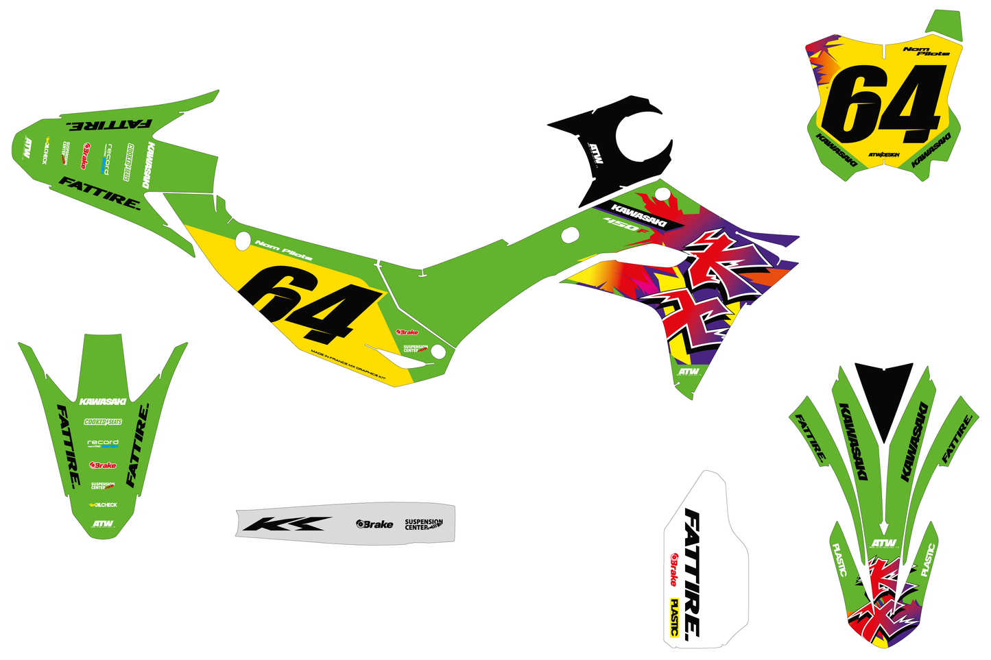 Kit déco Kawasaki KX-F - KWMX005 Jaune