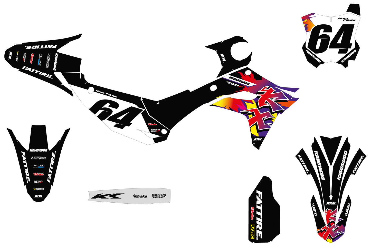 Kit déco Kawasaki KX-F - KWMX005 Noir