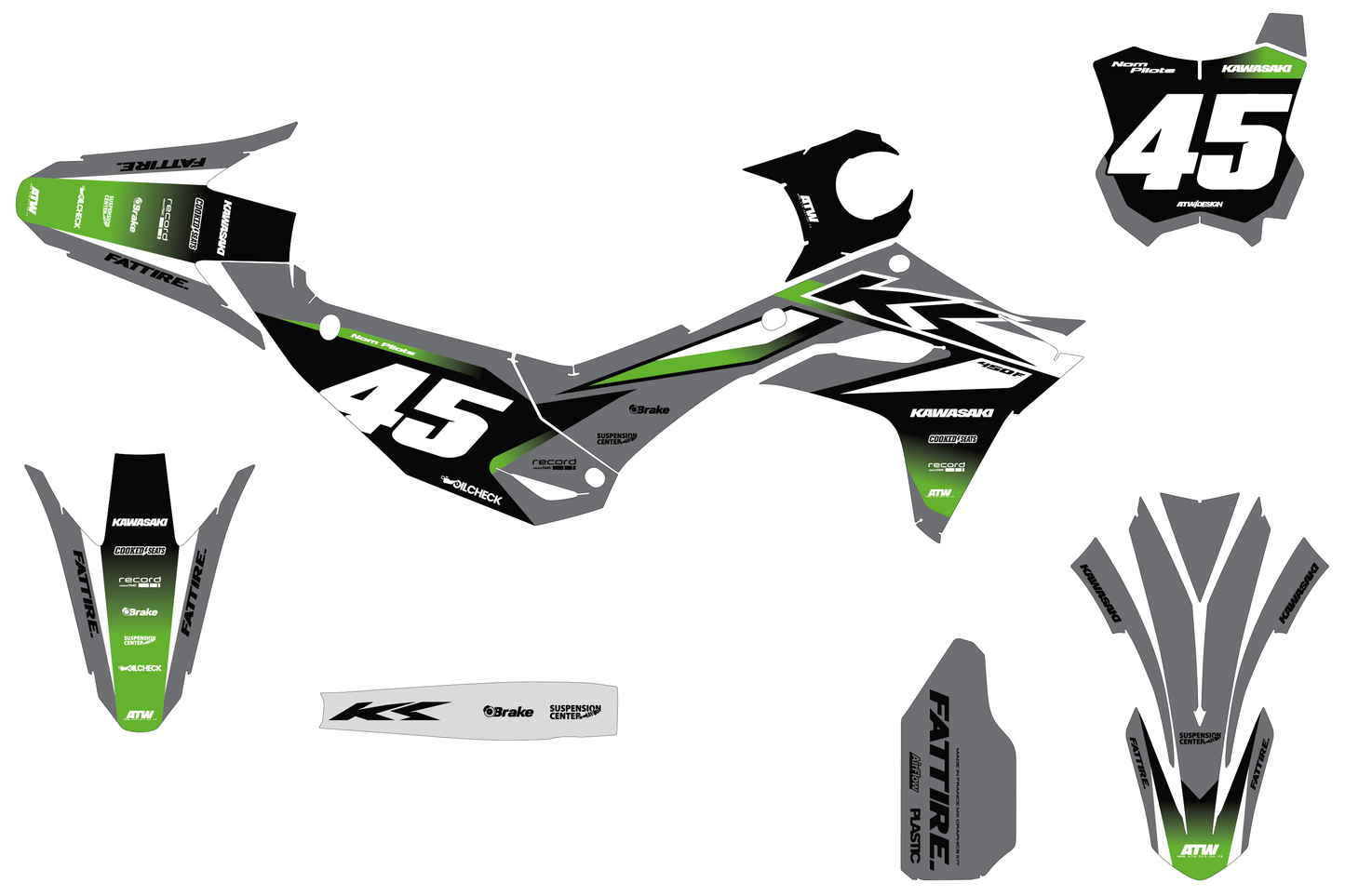 Kit déco Kawasaki KX-F - KWMX007 Gris