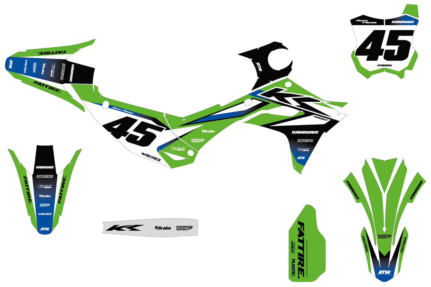 Kit déco Kawasaki KX-F - KWMX007 Vert