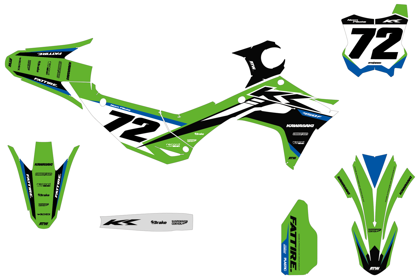 Kit déco Kawasaki KX-F - KWMX008 Bleu