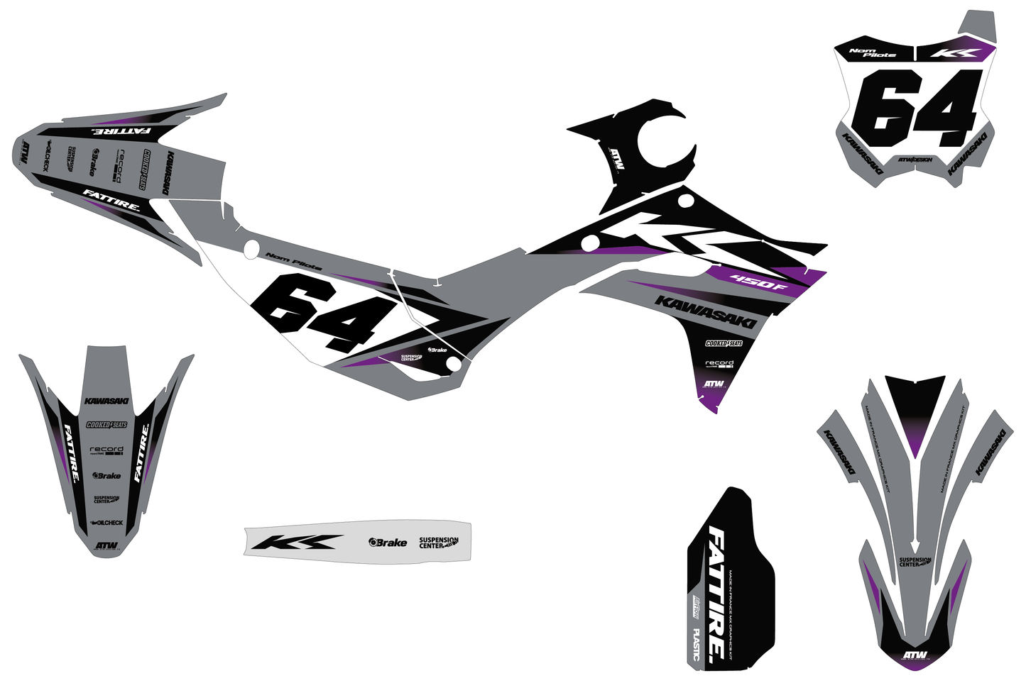 Kit déco Kawasaki KX-F - KWMX009 Gris