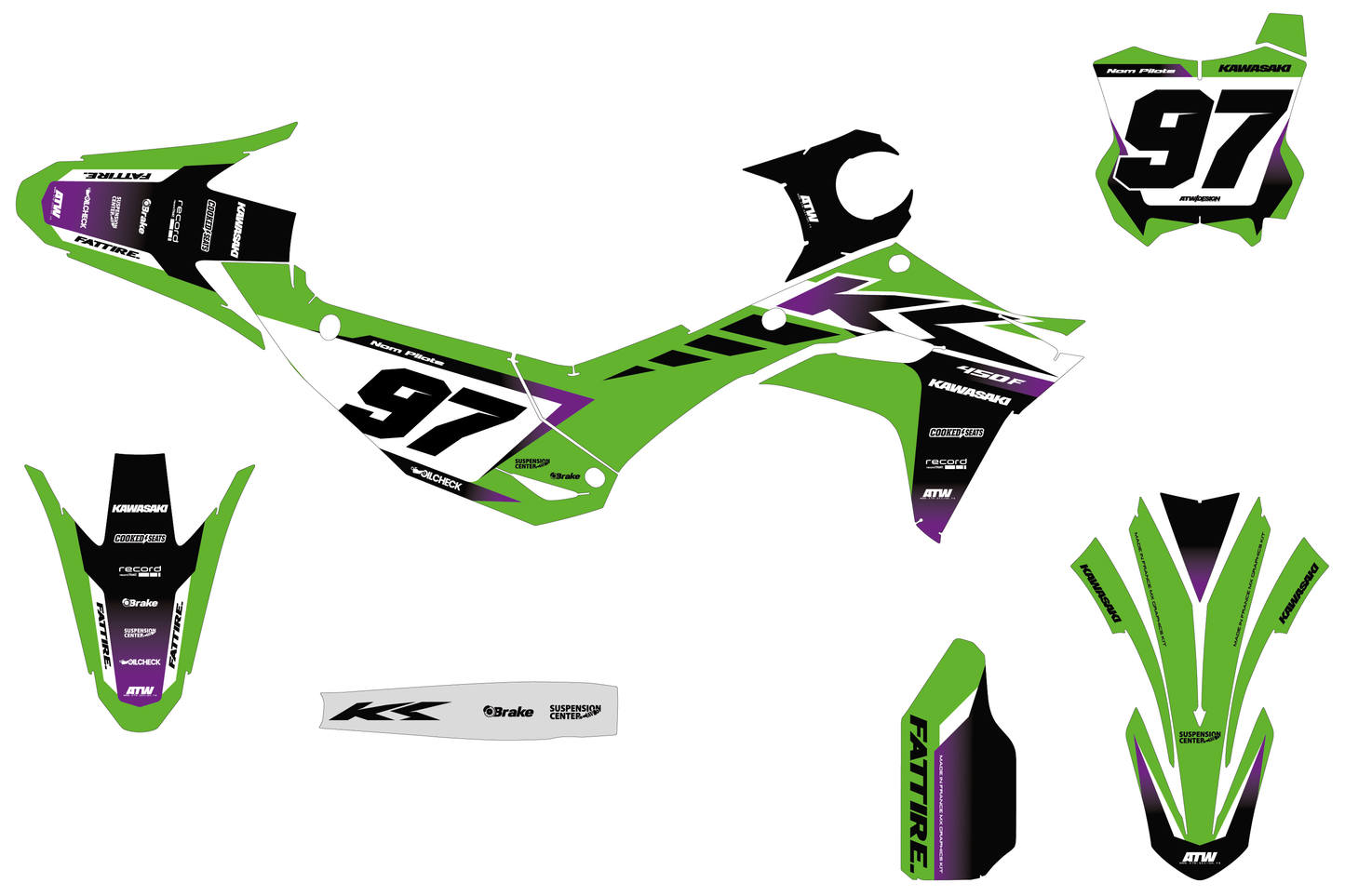 Kit déco Kawasaki KX-F - KWMX010 Violet