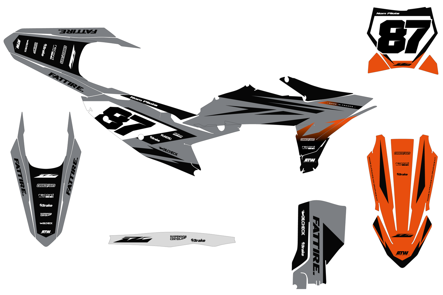 Kit déco KTM SX/EXC - KTMX007 Gris