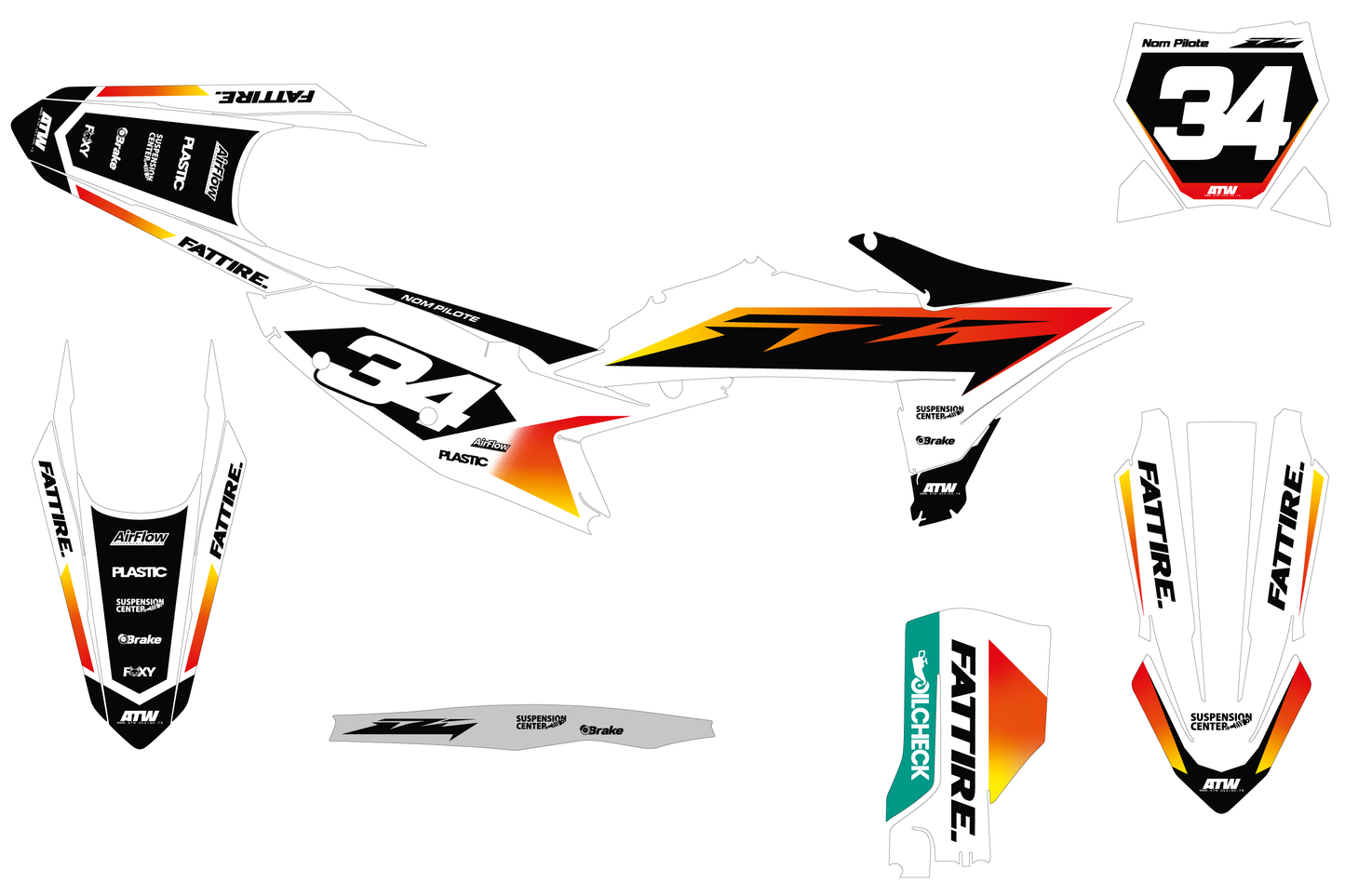 Kit déco KTM SX/EXC - KTMX008 Blanc