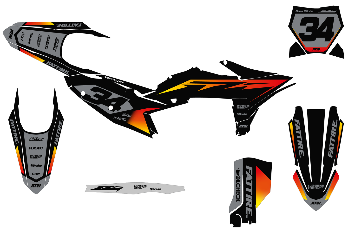 Kit déco KTM SX/EXC - KTMX008 Noir