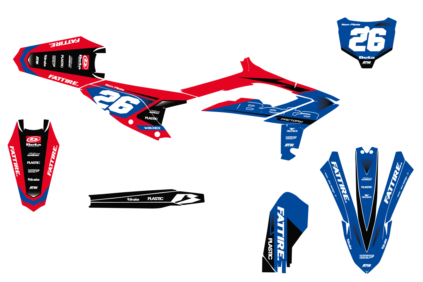 Kit déco motocross Beta RX - KBRX001 Bleu