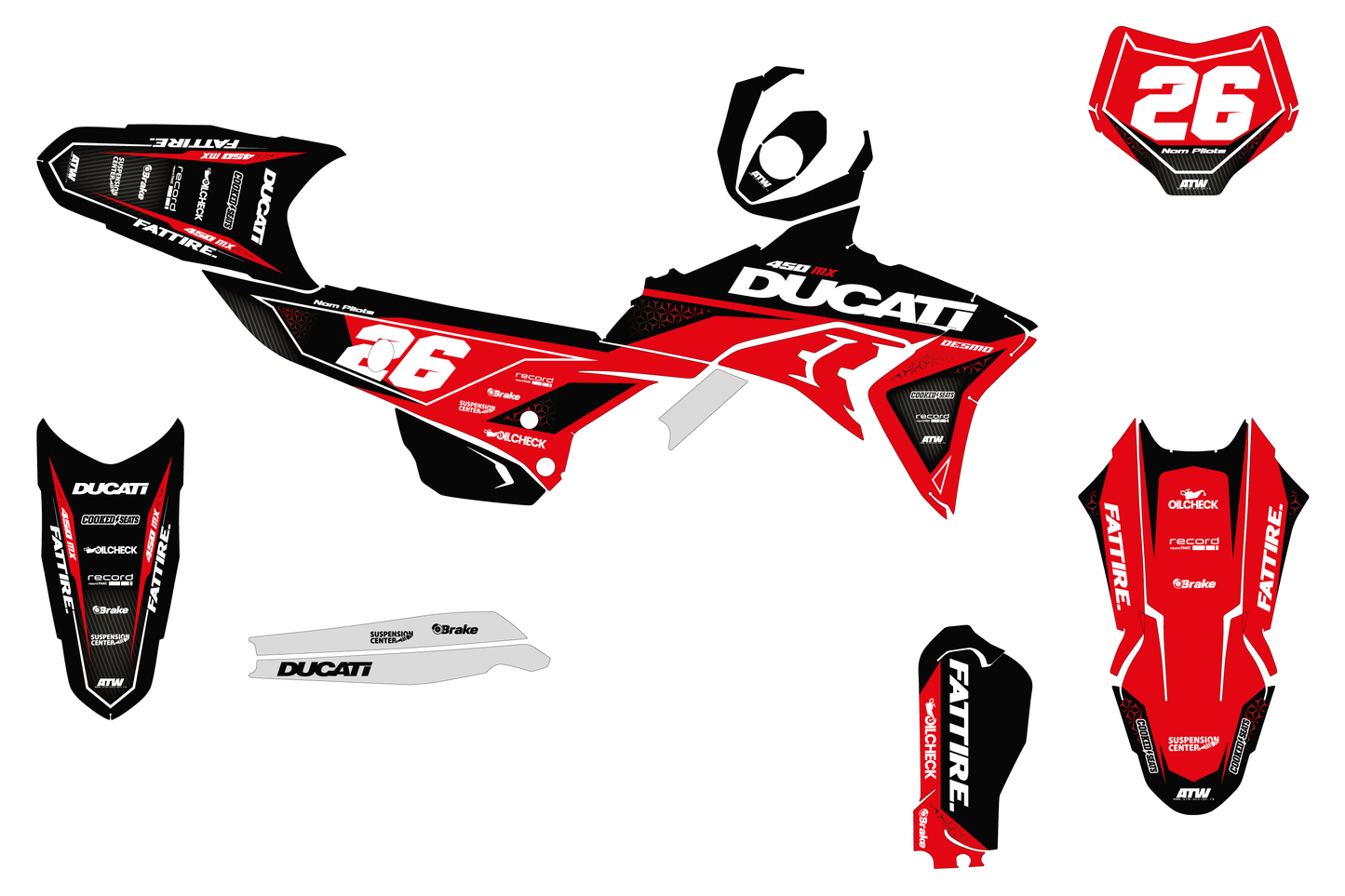 Kit déco motocross Ducati 450 Desmo - KDS002 Rouge