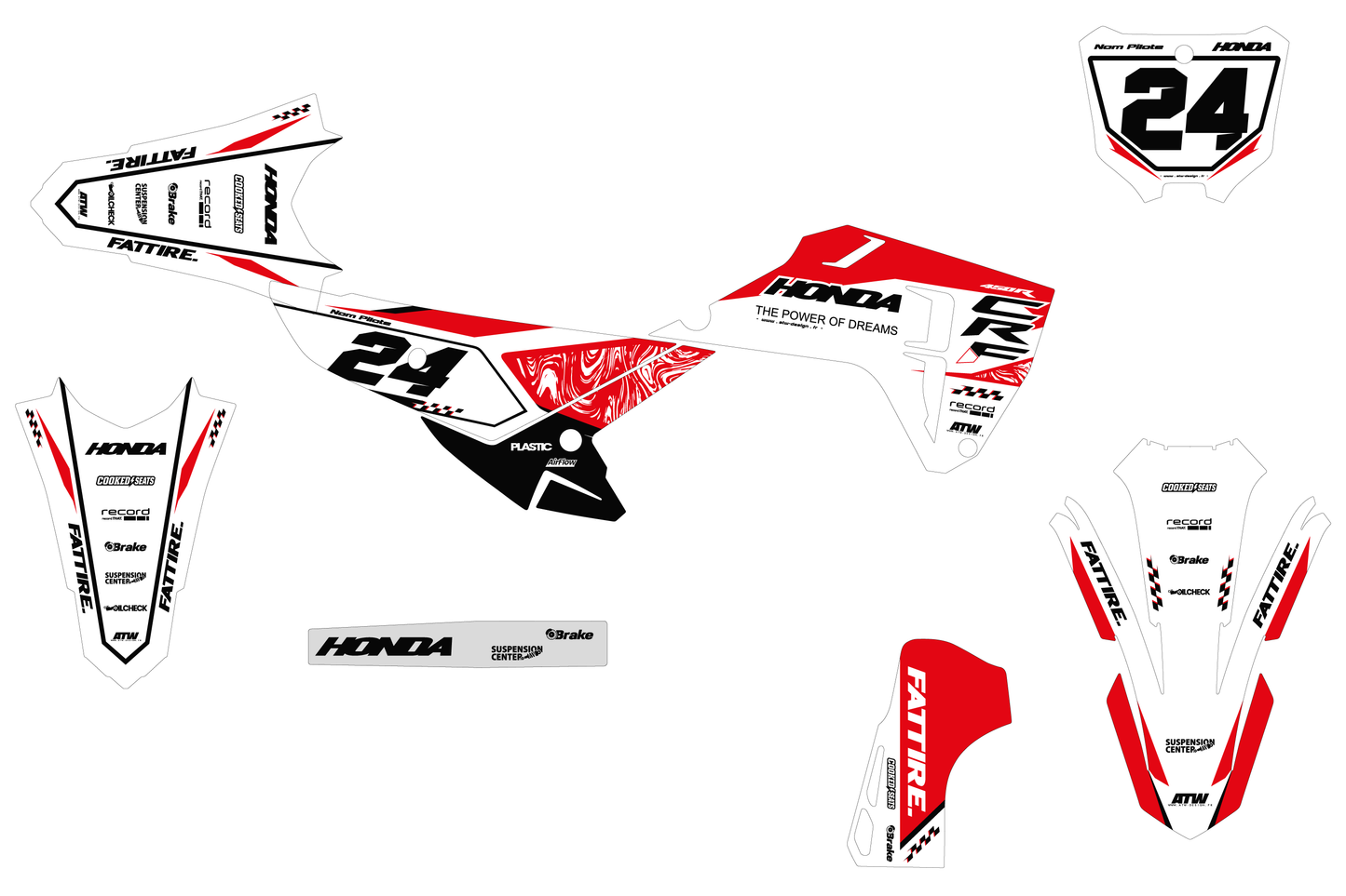 Kit déco motocross Honda CR-F - KHCF002 Blanc