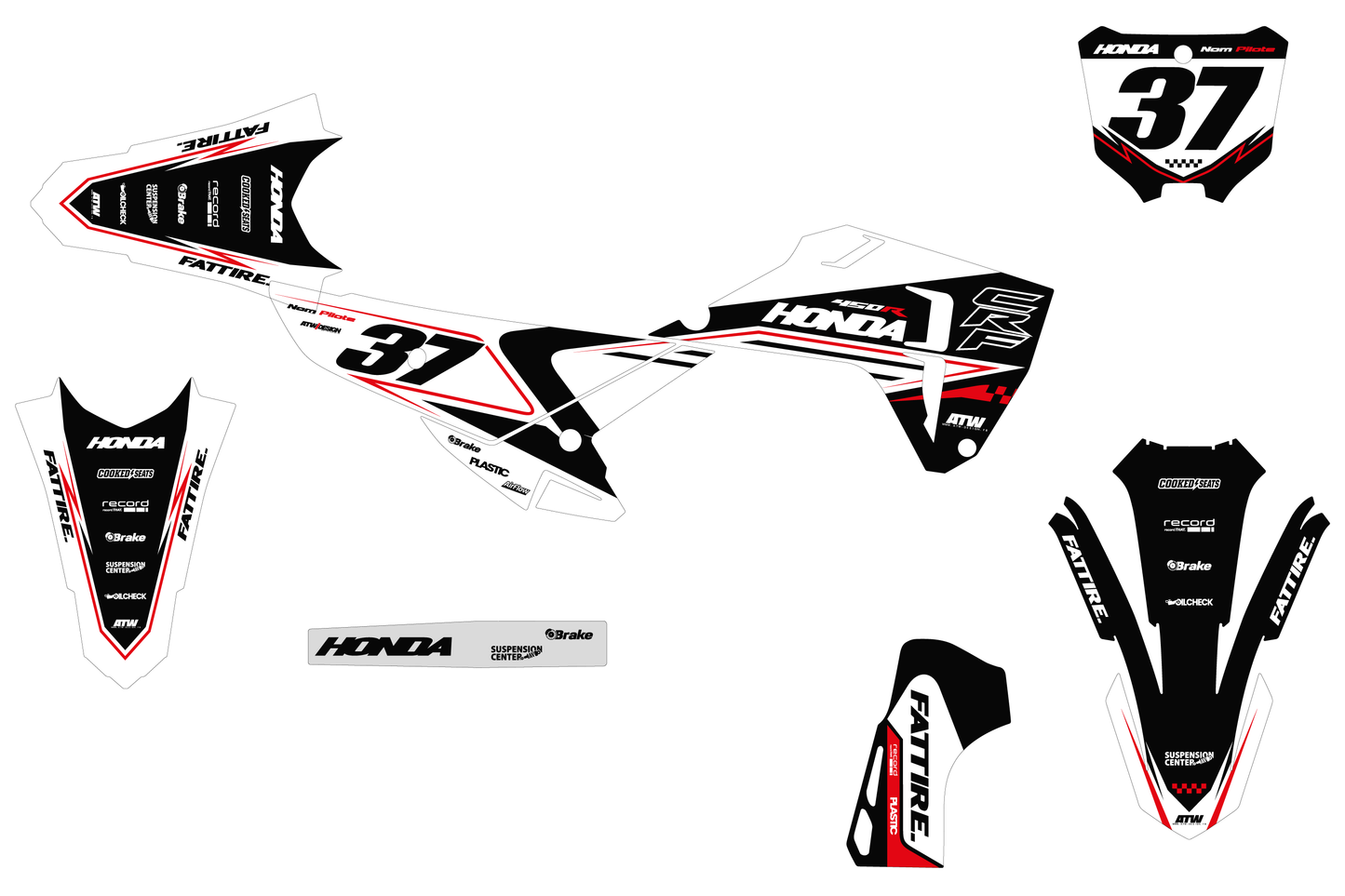 Kit déco motocross Honda CR-F - KHCF004 Blanc