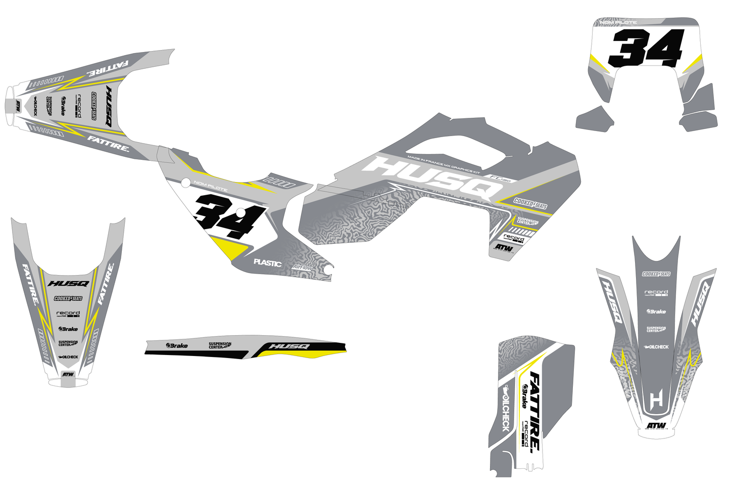 Kit déco Husqvarna FC/TC/FE/TE - KHQCE001 Gris