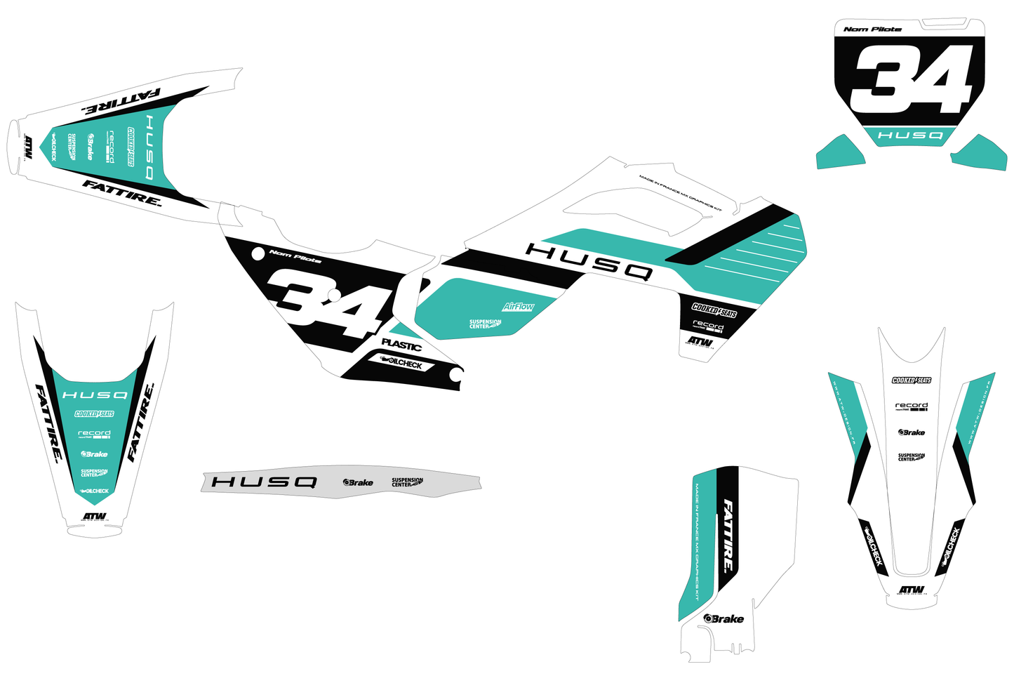 Kit déco Husqvarna FC/TC/FE/TE - HQMX007 Teal