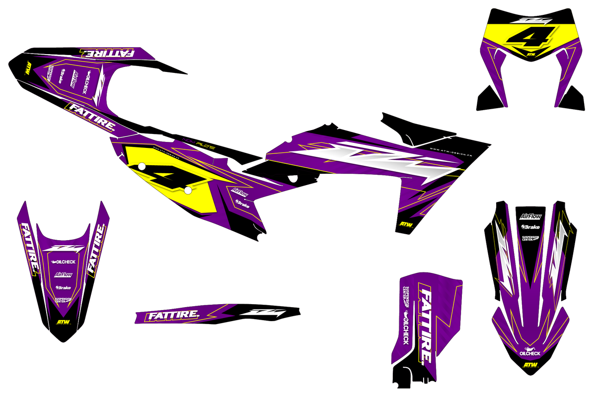 Kit déco Supermotard Tout Modèles - ATSM001 Violet