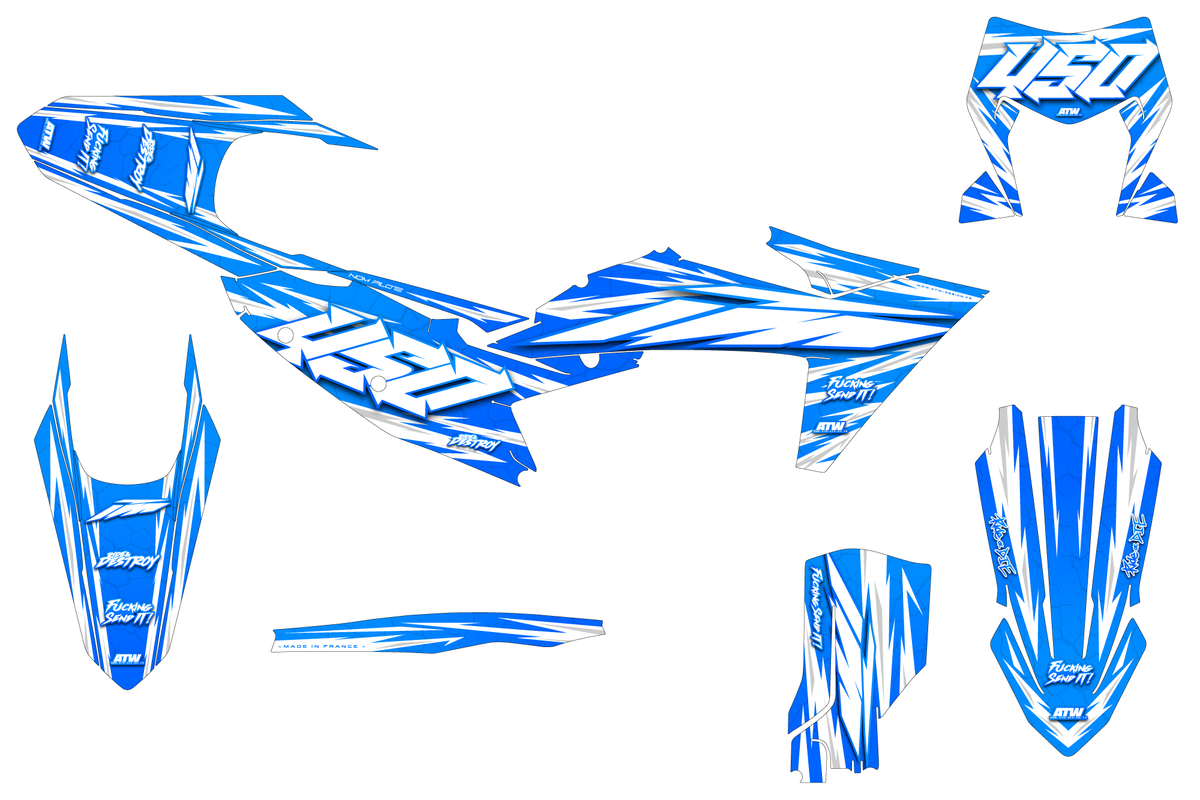 Kit déco Supermotard Tout Modèles - ATSM004 Bleu