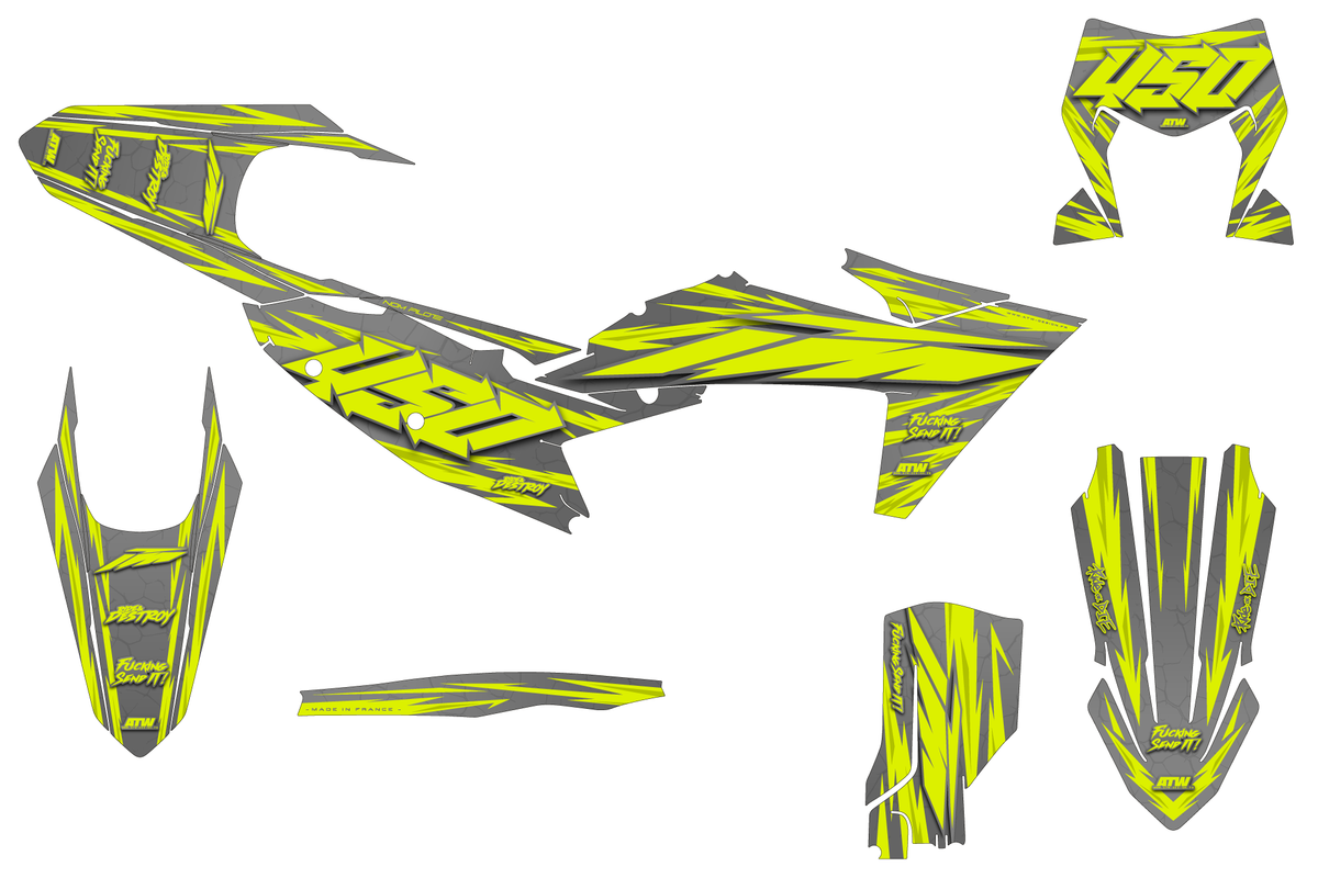 Supermoto Graphics Kit - All Models - ATSM004 Gray